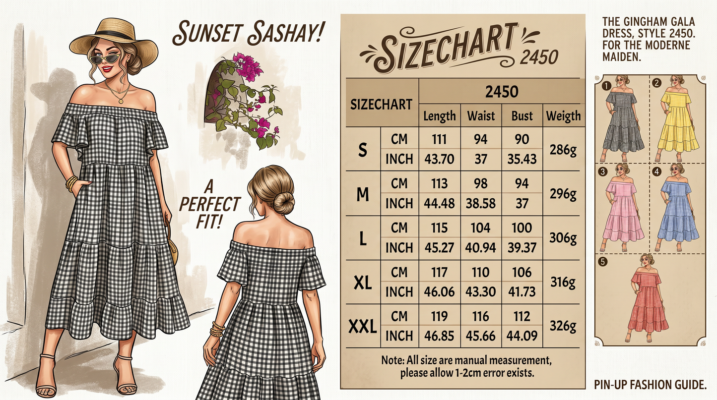 Summer Dress Plaid Puff