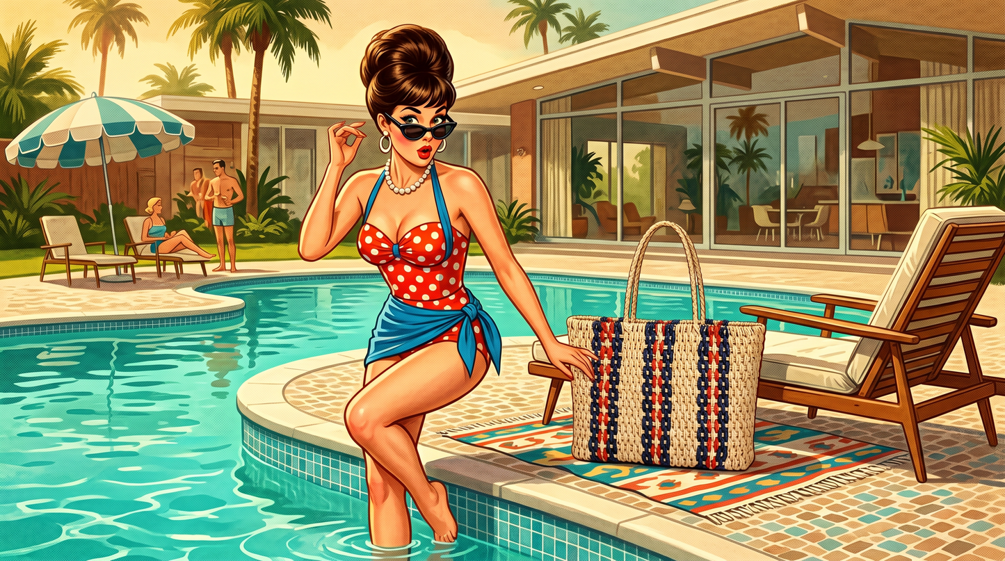 Striped Woven Beach Bag