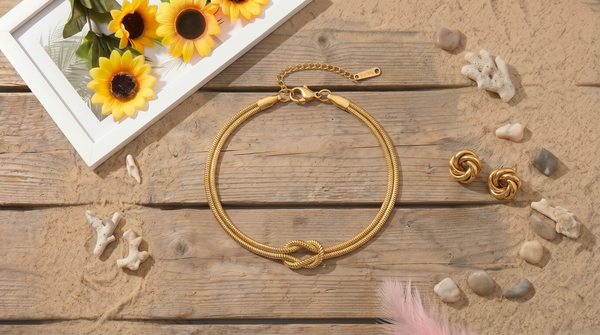 Double Snake Chain Love Knot Bracelet