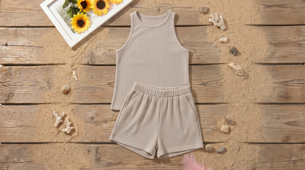 Sleeveless Tank Top & Short with Pocket Two Piece