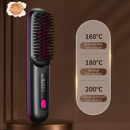 2026 Upgraded Straight Hair Comb, Portable Fashion Lazy Straightener, USB Rechargeable Flat Iron Clip, Wireless Straightening & Curling Comb