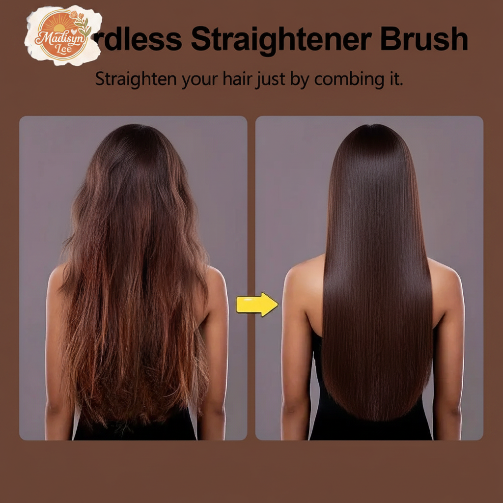 2026 Upgraded Straight Hair Comb, Portable Fashion Lazy Straightener, USB Rechargeable Flat Iron Clip, Wireless Straightening & Curling Comb