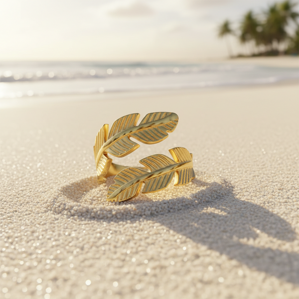 Feather Stainless Steel Statement Rings Angel Wings Leaves Wrap Open Adjustable Finger Engagement Couple Ring for Women Men Cocktail Party Jewelry Fashion Gifts for Birthday Christmas