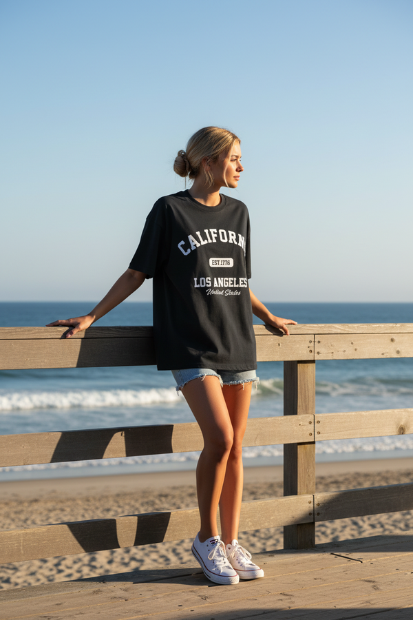 Summer Women California T-Shirt American Vintage O-Neck Tops Tees Fashion Los Angeles Clothing Female Casual Streetwear Y2K Top